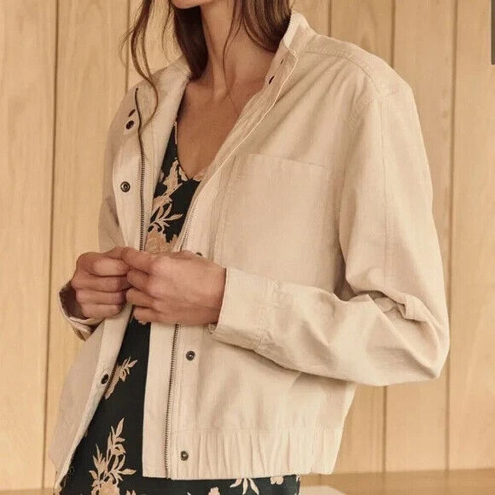 PACT Modern Corduroy Bomber Jacket Sandshell Off White Ecru NWOT XL